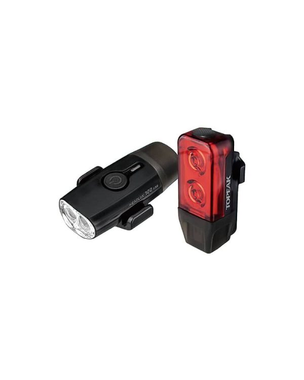 Topeak PowerLux USB Combo Lights HeadLux 100 USB TailLux 25 USB combo kit Black