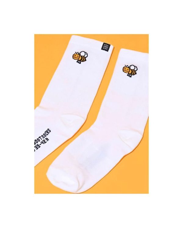 Yellow Dot Socks Honey Bee White 1