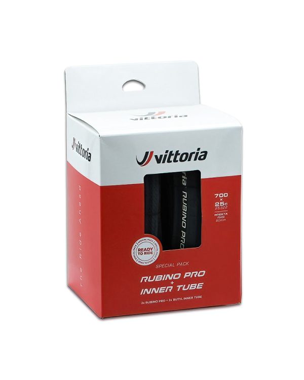 Vittoria Rubino Pro G2 0 Black Special Pack with Inner Tube (25mm) 1