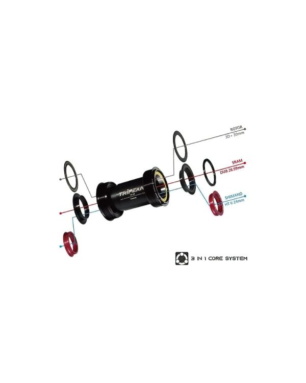 Tripeak Steel Bottom Bracket T47 (6873mm 77 5mm 86mm) Shimano Black 7 DeNoiseAI standard min