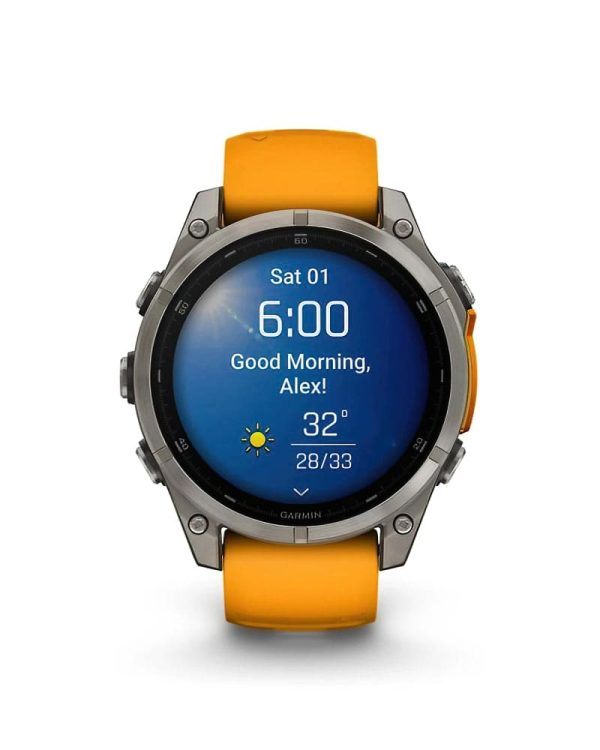 Garmin Fenix 8 Sapphire Titanium with Spark OrangeGraphite Silicone Band 1 DeNoiseAI standard