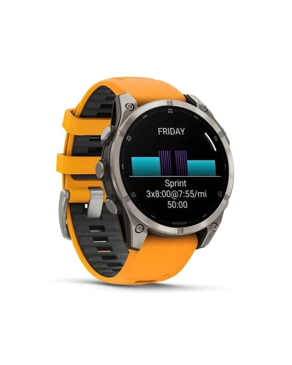 Garmin Fenix 8 Sapphire Titanium with Spark OrangeGraphite Silicone Band 2 DeNoiseAI standard