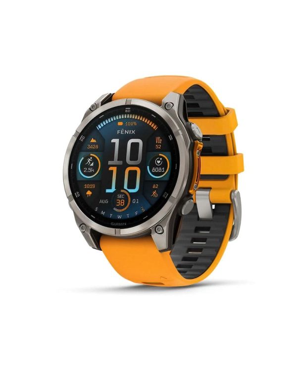 Garmin Fenix 8 Sapphire Titanium with Spark OrangeGraphite Silicone Band 3 DeNoiseAI standard