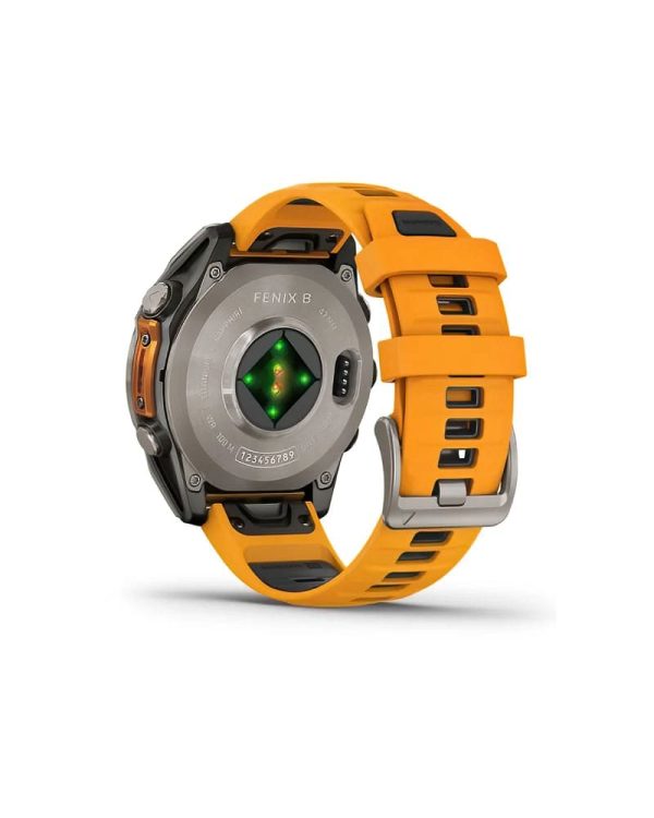 Garmin Fenix 8 Sapphire Titanium with Spark OrangeGraphite Silicone Band 5 DeNoiseAI standard