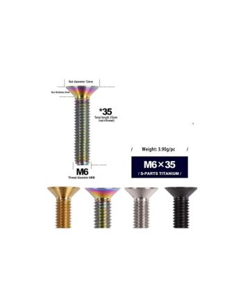 S PARTS Countersunk Head Series M6 x 35mm Titanium Alloy Screws min